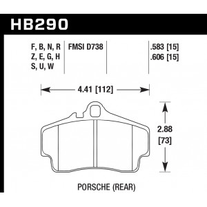 Колодки тормозные HB290B.583 HAWK HPS 5.0; 15mm задние PORSCHE 911 (997), (986), (996), Cayman