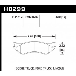 Колодки тормозные HB299F.650 HAWK HPS передние LINCOLN / DODGE / FORD