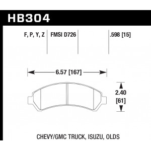 Колодки тормозные HB304F.598 HAWK HPS передние CHEVROLET Blazer / GMC