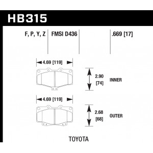 Колодки тормозные HB315F.669 HAWK HPS