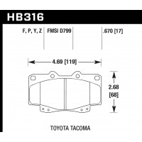 Колодки тормозные HB316F.670 HAWK HPS