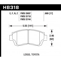 Колодки тормозные HB318F.669 HAWK HPS передние LEXUS GS 300 (SC300), GS 400 (SC400) / TOYOTA Camry 3