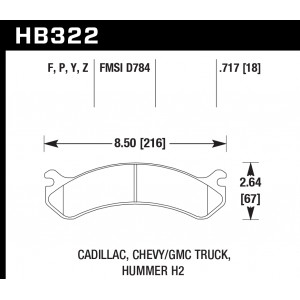 Колодки тормозные HB322F.717 HAWK HPS передние Hummer H2 / CHEVROLET Suburban