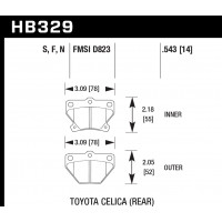 Колодки тормозные HB329S.543 HAWK HT-10; Toyota Celica (Rear) 14mm