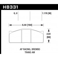 Колодки тормозные HB331G1.17 HAWK DTC-60 AP Racing, Brembo 30 mm