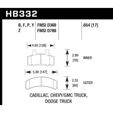 Колодки тормозные HB332P.654 HAWK SD передние CADILLAC / CHEVROLET