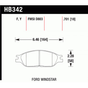 Колодки тормозные HB342F.701 HAWK HPS; 18mm