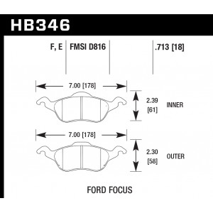 Колодки тормозные HB346E.713 HAWK Blue 9012 передние FORD Focus