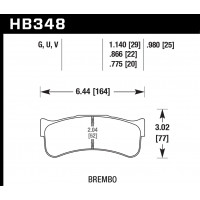 Колодки тормозные HB348Q.980 HAWK DTC-80; Brembo 25mm