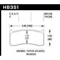 Колодки тормозные HB351G.620 HAWK DTC-60 Brembo, Wilwood 16 mm