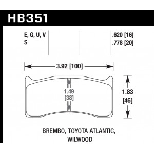 Колодки тормозные HB351G.620 HAWK DTC-60 Brembo, Wilwood 16 mm