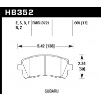 Колодки тормозные HB352B.665 HAWK Street 5.0 передние SUBARU Impreza, Legacy, Forester, Outback