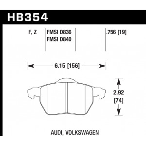 Колодки тормозные HB354F.756A HAWK HPS передние AUDI / VW