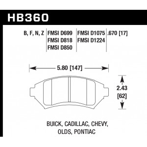 Колодки тормозные HB360B.670 HAWK HPS 5.0; 17mm