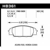 Колодки тормозные HB361E.622 HAWK Blue 9012 Honda S2000/Civic Type "R", Acura RSX 16 mm