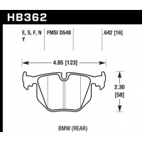 Колодки тормозные HB362E.642 HAWK Blue 9012 задние BMW (E31) / M3 3.2 i E40