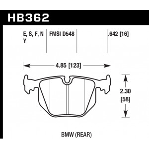 Колодки тормозные HB362E.642 HAWK Blue 9012 задние BMW (E31) / M3 3.2 i E40