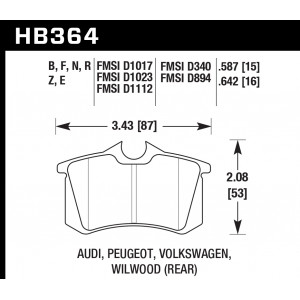 Колодки тормозные HB364B.587 HAWK Street 5.0 Audi A3, A4, A6, A8, S3, S4, S6, S8, TT Rear