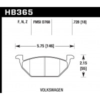 Колодки тормозные HB365F.728 HAWK HPS передние AUDI / VW