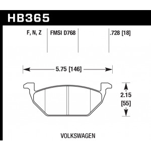 Колодки тормозные HB365F.728A HAWK HPS передние AUDI / VW