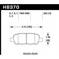 Колодки тормозные HB370B.559 HAWK Street 5.0 задние INFINITI FX / G / M ; Nissan 350Z