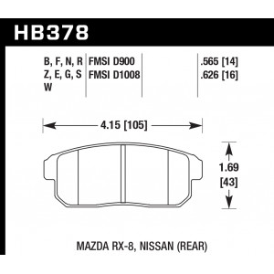 Колодки тормозные HB378N.565 HAWK HP Plus