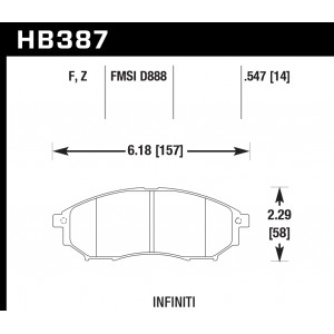 Колодки тормозные HB387F.547 HAWK HPS передние INFINITI FX / G / M (USA)