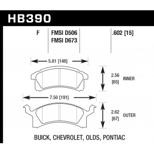 Колодки тормозные HB390F.602 HAWK HPS передние PONTIAC Grand Am