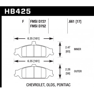 Колодки тормозные HB425F.661 HAWK HPS