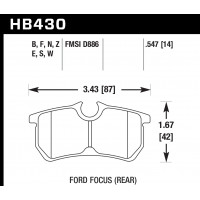 Колодки тормозные HB430E.547 HAWK Blue 9012 Ford Focus (Rear) 14 mm