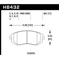 Колодки тормозные HB432B.661 HAWK Street 5.0 передние Subaru Forester, Impreza, Legacy