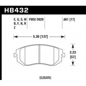 Колодки тормозные HB432B.661 HAWK Street 5.0 передние Subaru Forester, Impreza, Legacy