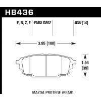 Колодки тормозные HB436E.535 HAWK Blue 9012; Mazda Ptotoge (Rear) 14mm