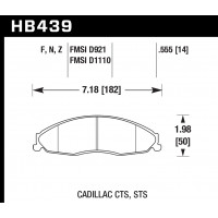 Колодки тормозные HB439F.555 HAWK HPS передние CADILLAC / PONTIAC