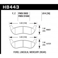 Колодки тормозные HB443F.614 HAWK HPS