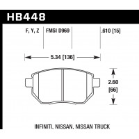 Колодки тормозные HB448F.610 HAWK HPS передние INFINITI FX35 / FX45 (до 2006 г.в.)