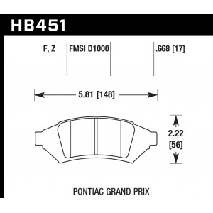 Колодки тормозные HB451F.668 HAWK HPS