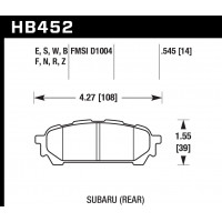 Колодки тормозные HB452F.545 HAWK HPS задние Subaru Forester, Impreza, Legacy