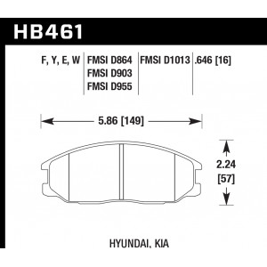 Колодки тормозные HB461W.646 HAWK DTC-30; Hyundai, Kia 17mm