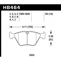 Колодки тормозные HB464B.764 HAWK Street 5.0 передние BMW 3' (E46), M3 (E46), 5 (E39), X3 (E83)