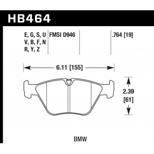 Колодки тормозные HB464B.764 HAWK Street 5.0 передние BMW 3' (E46), M3 (E46), 5 (E39), X3 (E83)