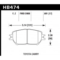 Колодки тормозные HB474F.681 HAWK HPS передние Lexus GS300, IS250 / Toyota Camry V30 до06, 08-10