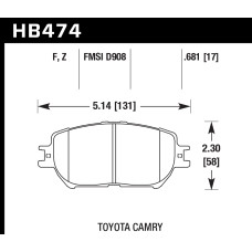 Колодки тормозные HB474F.681 HAWK HPS передние Lexus GS300, IS250 / Toyota Camry V30 до06, 08-10
