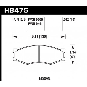 Колодки тормозные HB475E.642 HAWK Blue 9012 Nissan 16 mm