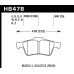 Колодки тормозные HB478F.605 HAWK HPS задние FORD FOCUS 2 / MAZDA:3, 5