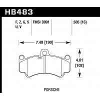 Колодки тормозные HB483F.635 HAWK HPS передние PORSCHE 911 (996), (997), Gt2, Gt3 Cup, CARRERA GT