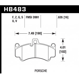 Колодки тормозные HB483F.635 HAWK HPS передние PORSCHE 911 (996), (997), Gt2, Gt3 Cup, CARRERA GT