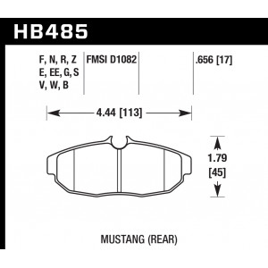 Колодки тормозные HB485E.656 HAWK Blue 9012 Mustang (Rear) 17 mm