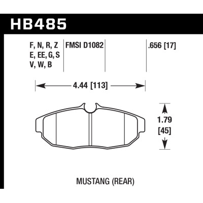 Колодки тормозные HB485V.656 HAWK DTC-50; Mustang (Rear) 17mm