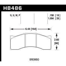 Колодки тормозные HB486P.708 HAWK SuperDuty; Brembo, Rotora 6 поршн. 18 mm